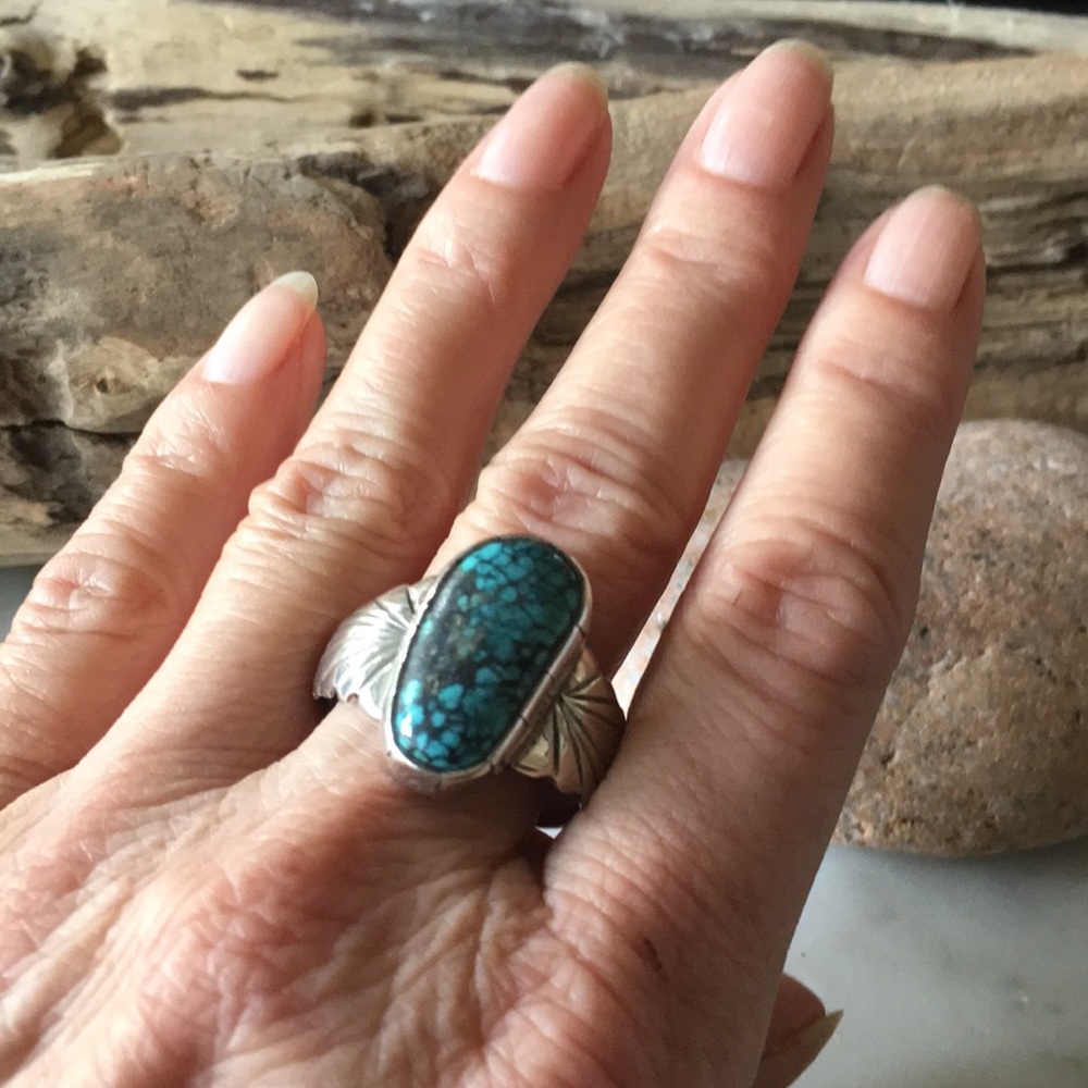 SOLD Vintage Navajo Native Turquoise Ring 11 1/4 - Picture 7 of 11